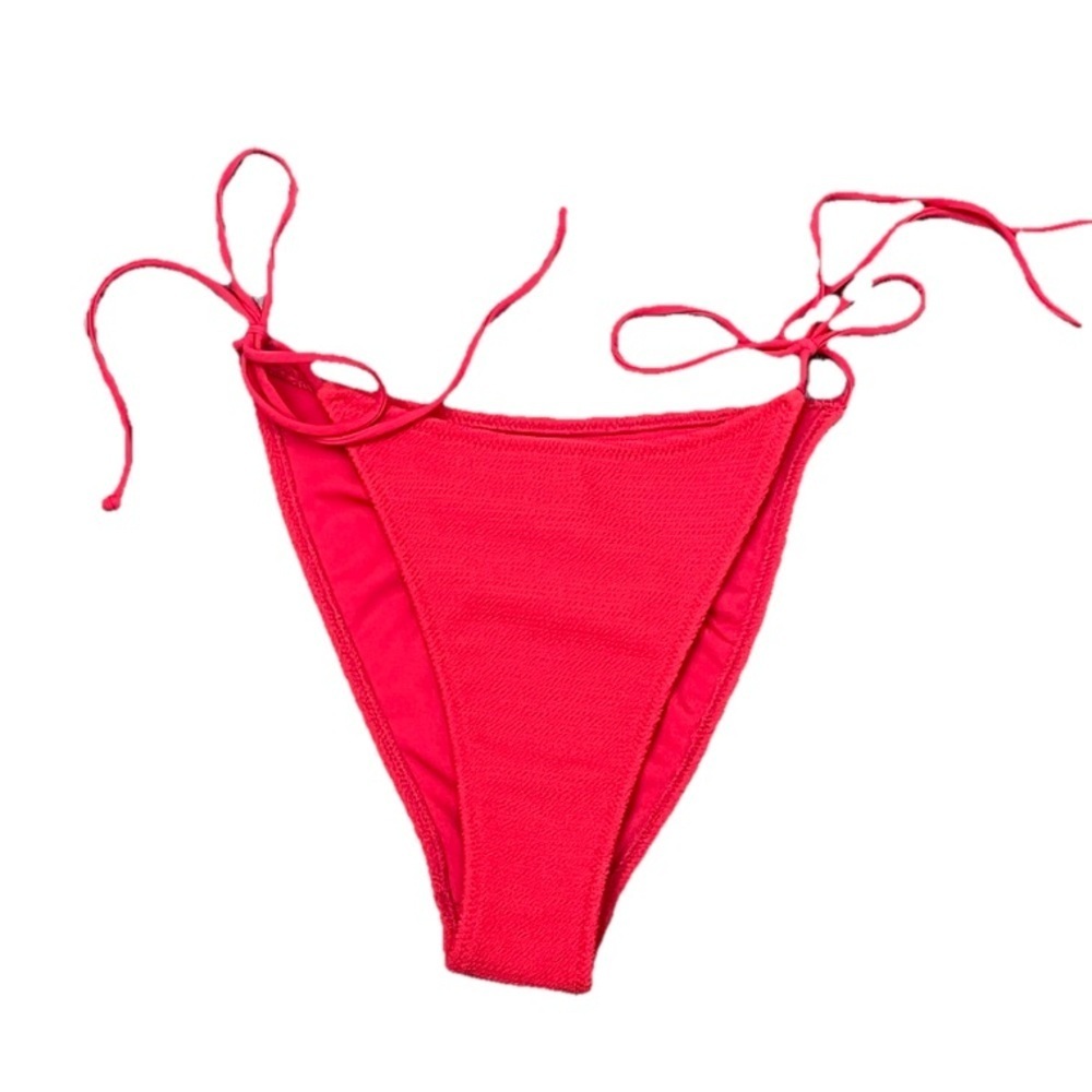 PacSun Red Crepe Cheeky Bikini Bottom XS Tie Side Textured Swim Low Rise Y2K